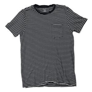 Club Monaco Men's Black White Striped Short Sleeve Pullover Tee T-Shirt Top Sz S